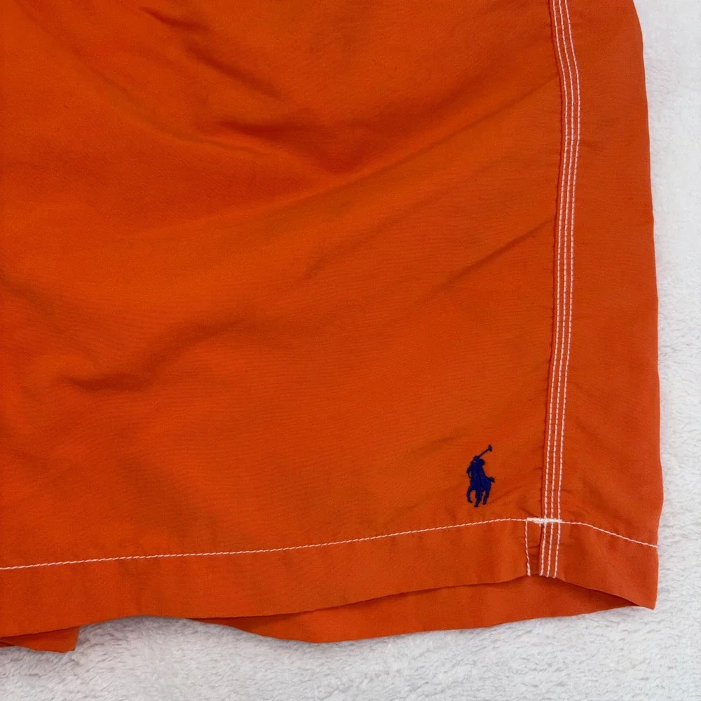 Polo Ralph Lauren Mens Orange Board Shorts Cargo Swim Trunks Size L Pony Logo